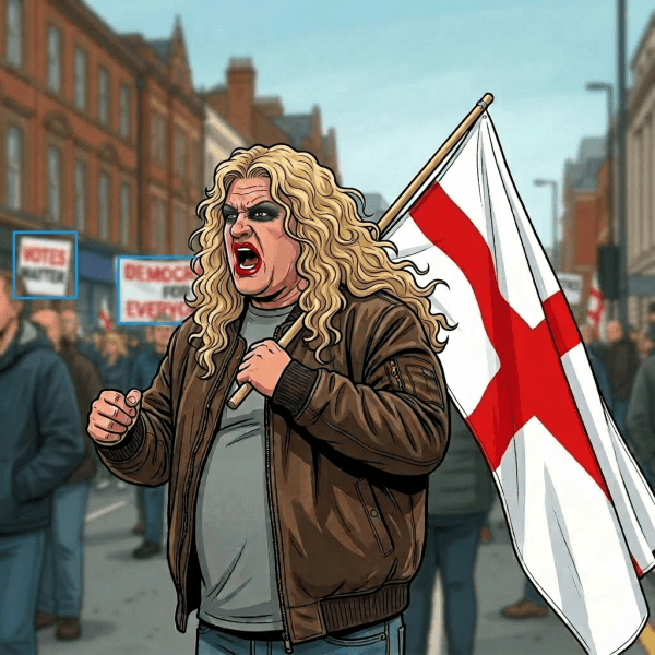 Mad flag waving gammon